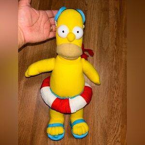 Beach Time Homer Simpson Doll Bathing Suit Goggles The Simpsons Plush 16"  Toy